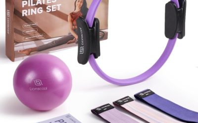 LIONSCOOL Juego de anillos de pilates – Círculo mágico de primera calidad antideformación de 14 pulgadas con asas acolchadas duales – Incluye mini bola de pilates resistente a estallidos