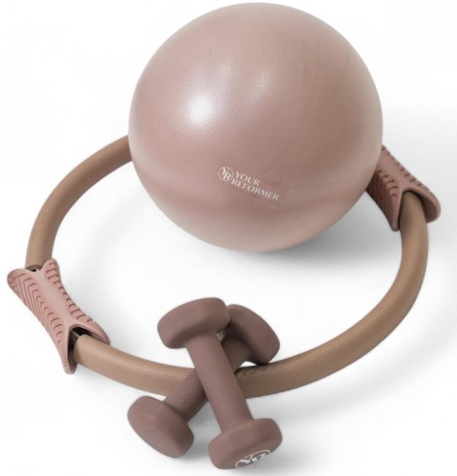 Kit de pilates para entrenamientos en casa, incluye anillo de pilates, pelota de pilates y juego de mancuernas de 2.2 libras