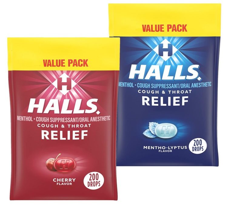 HALLS Paquete variado de alivio, gotas para la tos de cereza y mento-lyptus, 2 paquetes económicos de 200 gotas (400 gotas en total)